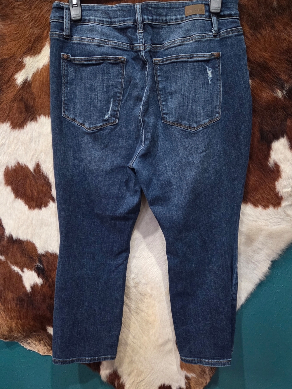 Judy Blue Dark Wash Distressed Ankle Jeans - Picture 4 of 7
